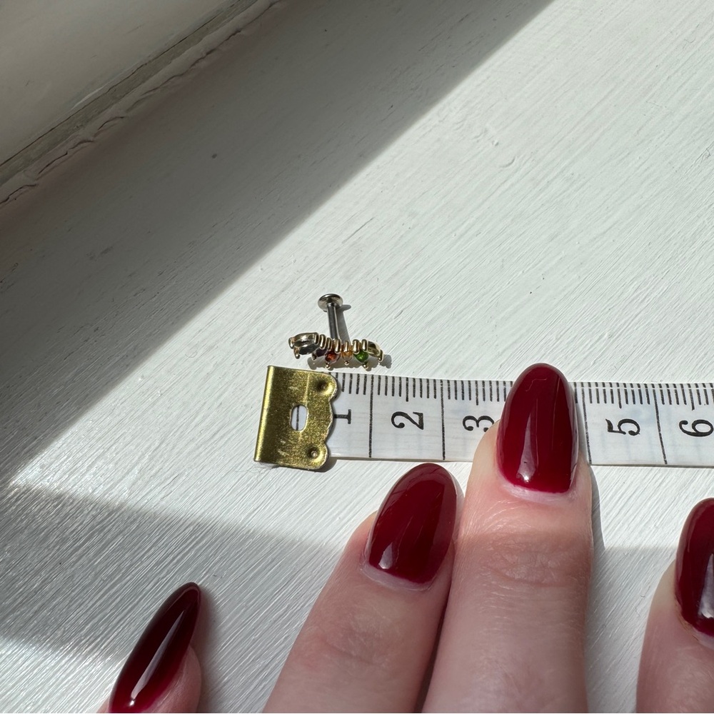 14k Solid Gold Multi Color Gemstone Thread-Less P… - image 5